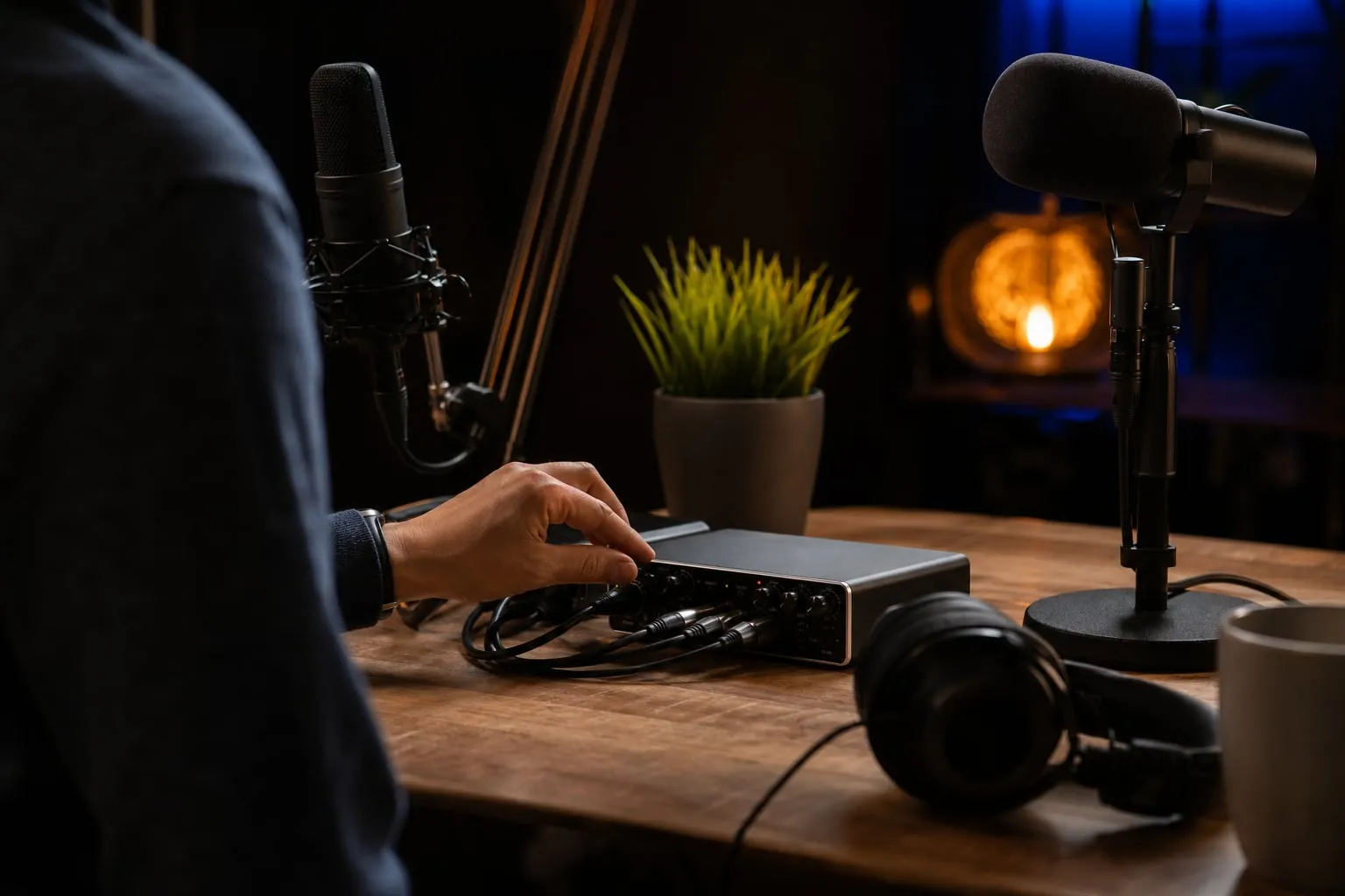 Interface de áudio para podcast: escolha 2 ou 4 entradas